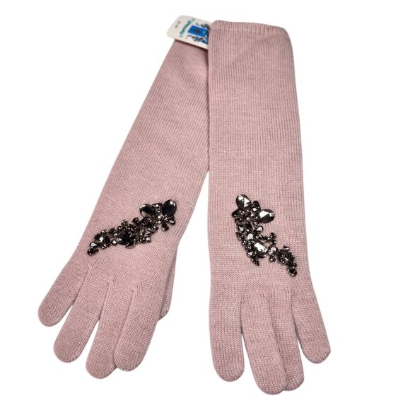 NWT Portolano Beret Hat & Long Gloves Set 2 PCs Blush Beaded Embellished OS - Picture 3 of 13